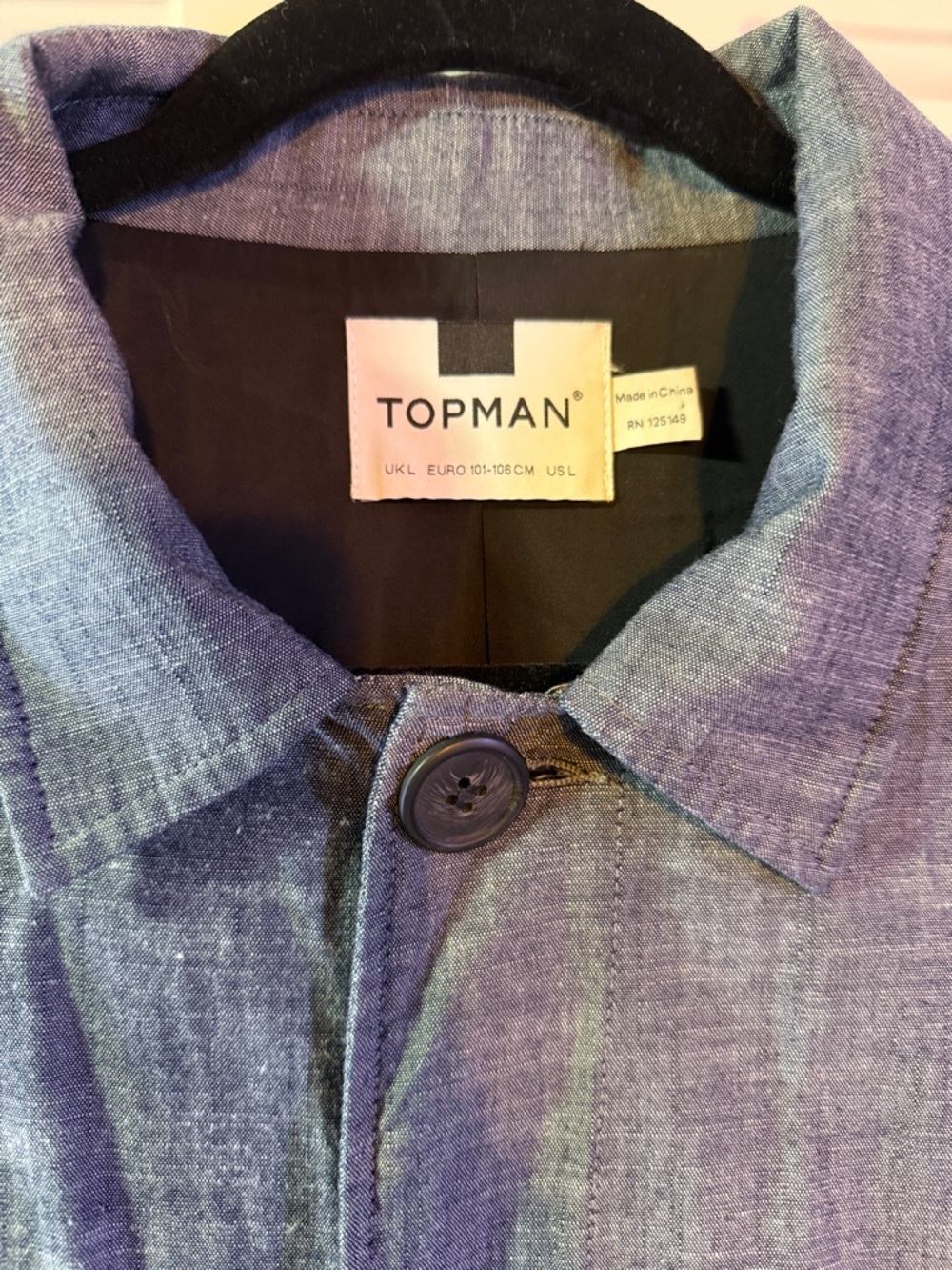 Topman Men’s Slate Blue Button-Up Jacket- Large - Picture 3 of 9